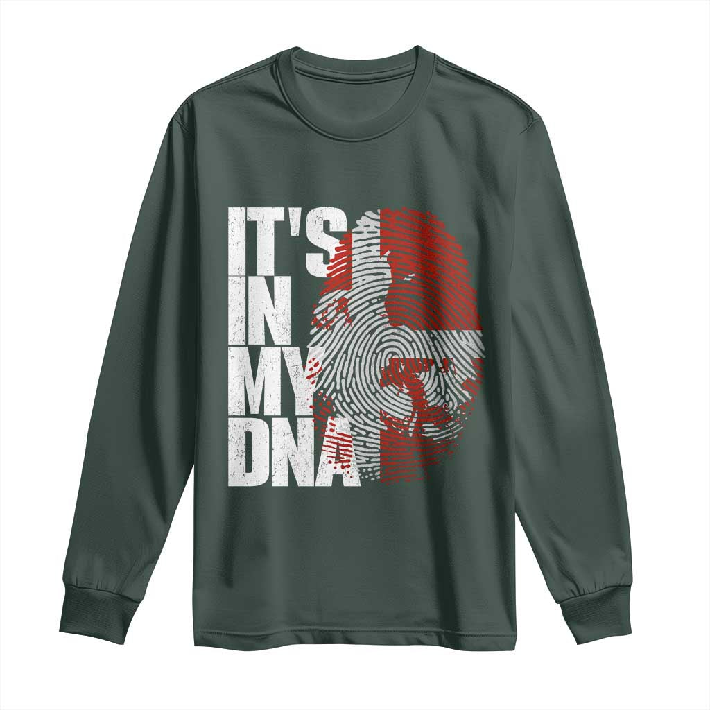 It's in My DNA Long Sleeve Shirt Denmark Map Flag Danish Gift TS14 Dark Forest Green Print Your Wear