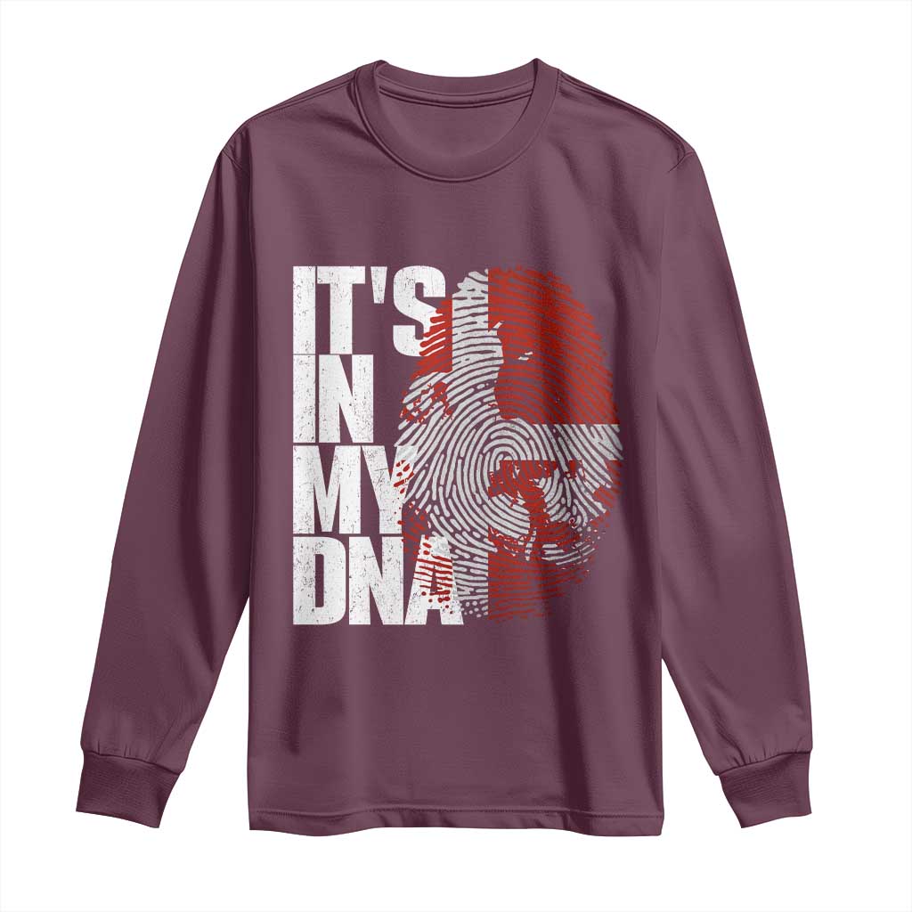 It's in My DNA Long Sleeve Shirt Denmark Map Flag Danish Gift TS14 Maroon Print Your Wear