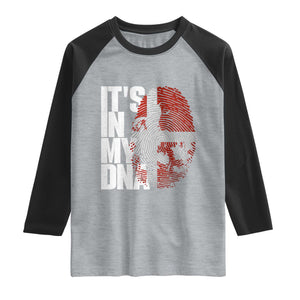 It's in My DNA Raglan Shirt Denmark Map Flag Danish Gift TS14 Heather Gray Black Print Your Wear
