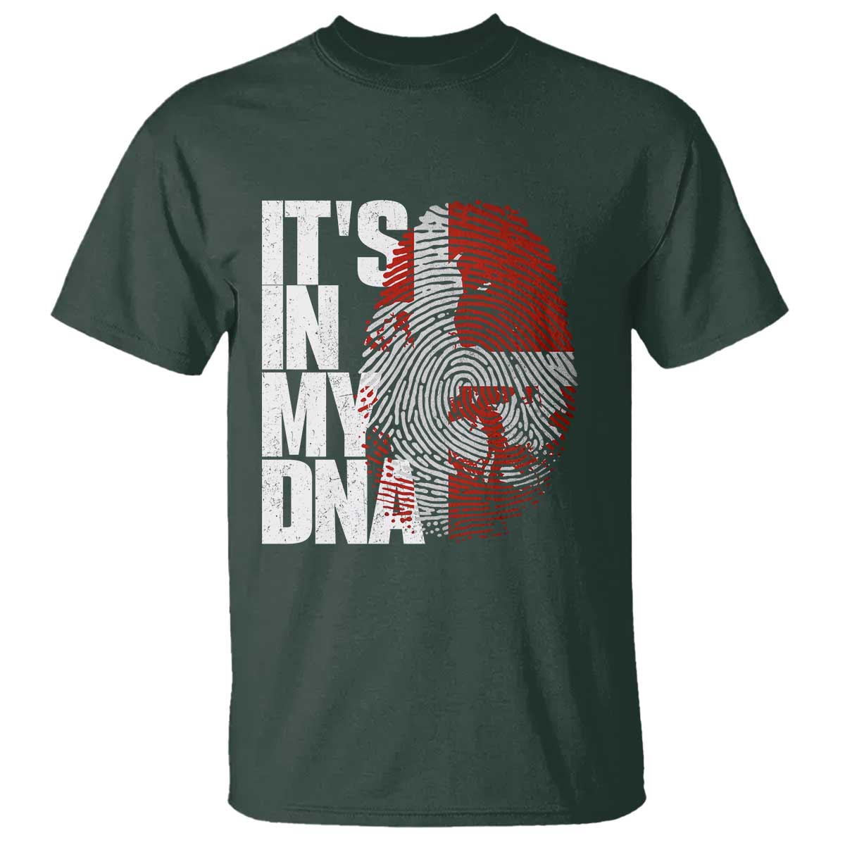 It's in My DNA T Shirt Denmark Map Flag Danish Gift TS14 Dark Forest Green Print Your Wear