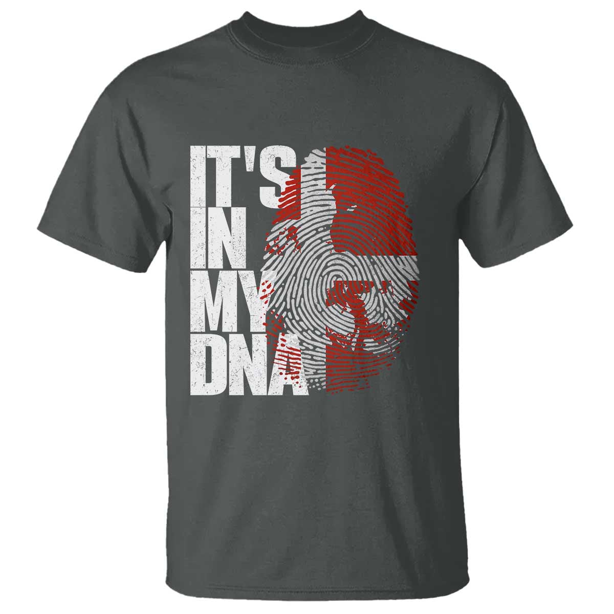 It's in My DNA T Shirt Denmark Map Flag Danish Gift TS14 Dark Heather Print Your Wear