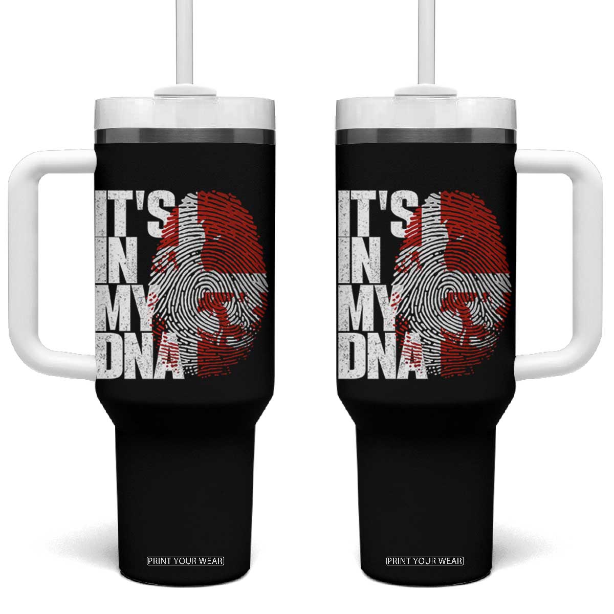 It's in My DNA Tumbler With Handle Denmark Map Flag Danish Gift TS14 One Size: 40 oz Black Print Your Wear