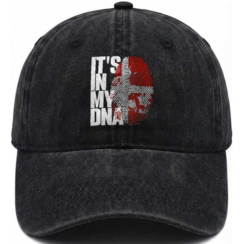 It's in My DNA Washed Cotton Baseball Cap Denmark Map Flag Danish Gift TS14 Print Your Wear