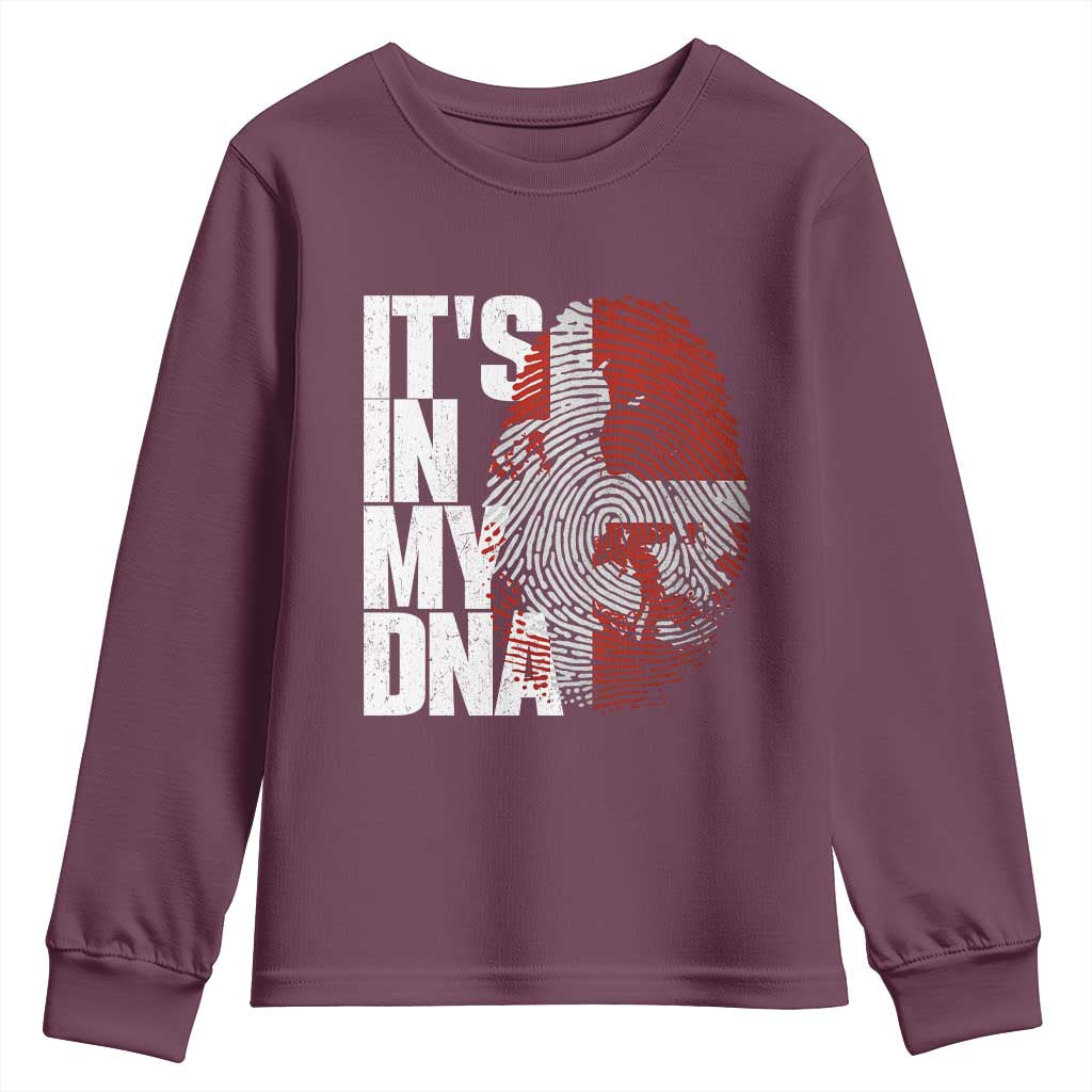 It's in My DNA Youth Sweatshirt Denmark Map Flag Danish Gift TS14 Maroon Print Your Wear