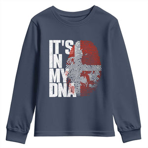 It's in My DNA Youth Sweatshirt Denmark Map Flag Danish Gift TS14 Navy Print Your Wear