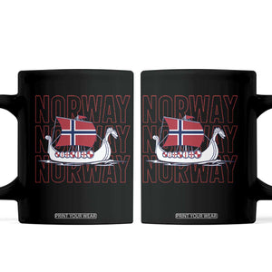 Norwegian Viking Ship Flag Boat Norway Heritage Coffee Mug TS14 Black Print Your Wear