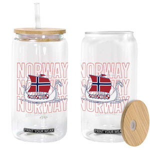 Norwegian Viking Ship Flag Boat Norway Heritage Glass Can TS14 Print Your Wear