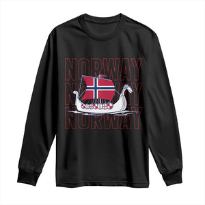 Norwegian Viking Ship Flag Boat Norway Heritage Long Sleeve Shirt TS14 Black Print Your Wear