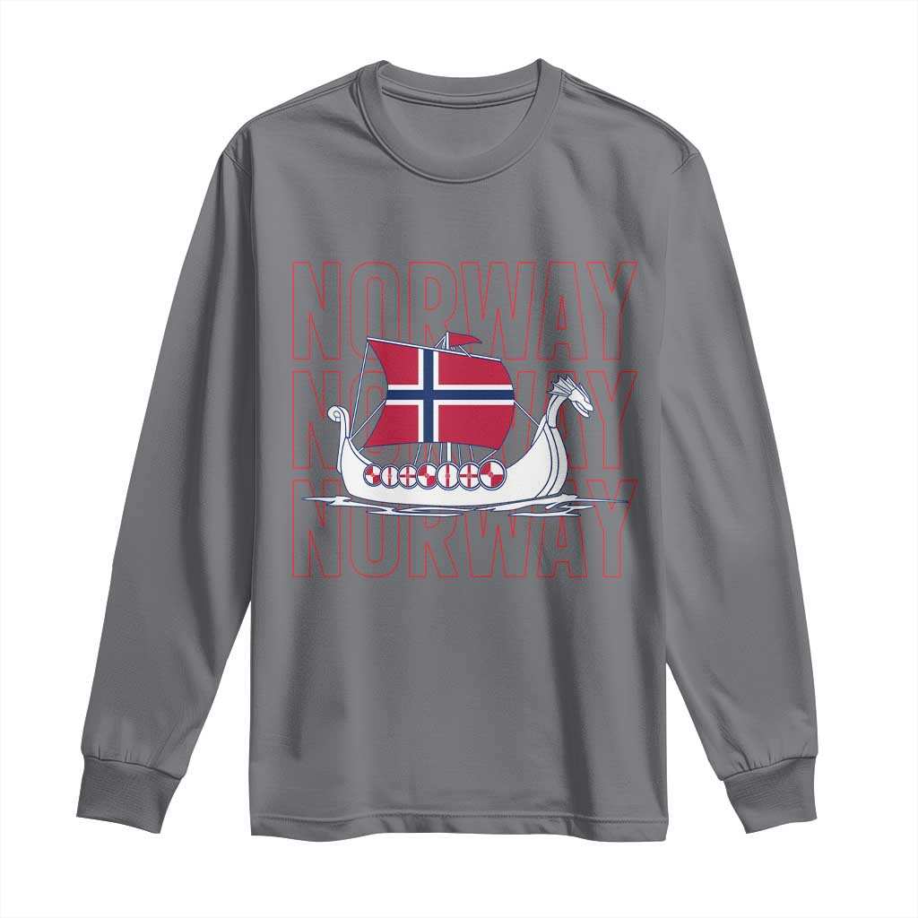 Norwegian Viking Ship Flag Boat Norway Heritage Long Sleeve Shirt TS14 Charcoal Print Your Wear