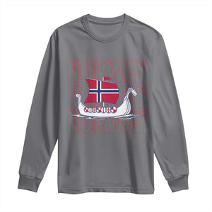 Norwegian Viking Ship Flag Boat Norway Heritage Long Sleeve Shirt TS14 Charcoal Print Your Wear