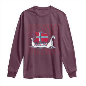Norwegian Viking Ship Flag Boat Norway Heritage Long Sleeve Shirt TS14 Maroon Print Your Wear