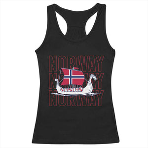 Norwegian Viking Ship Flag Boat Norway Heritage Racerback Tank Top TS14 Black Print Your Wear