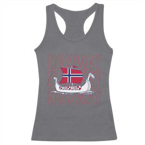 Norwegian Viking Ship Flag Boat Norway Heritage Racerback Tank Top TS14 Charcoal Print Your Wear