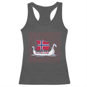 Norwegian Viking Ship Flag Boat Norway Heritage Racerback Tank Top TS14 Dark Heather Print Your Wear