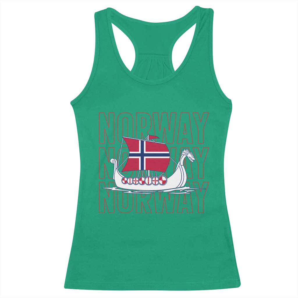 Norwegian Viking Ship Flag Boat Norway Heritage Racerback Tank Top TS14 Irish Green Print Your Wear