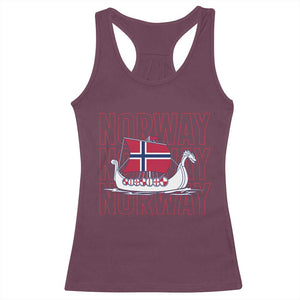 Norwegian Viking Ship Flag Boat Norway Heritage Racerback Tank Top TS14 Maroon Print Your Wear