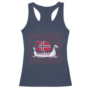 Norwegian Viking Ship Flag Boat Norway Heritage Racerback Tank Top TS14 Navy Print Your Wear