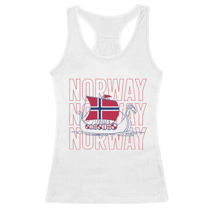 Norwegian Viking Ship Flag Boat Norway Heritage Racerback Tank Top TS14 White Print Your Wear