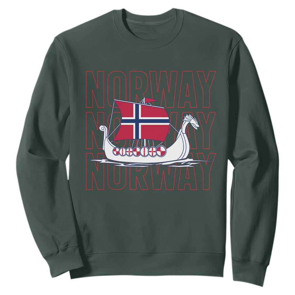 Norwegian Viking Ship Flag Boat Norway Heritage Sweatshirt TS14 Dark Forest Green Print Your Wear