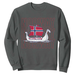 Norwegian Viking Ship Flag Boat Norway Heritage Sweatshirt TS14 Dark Heather Print Your Wear