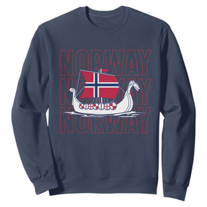 Norwegian Viking Ship Flag Boat Norway Heritage Sweatshirt TS14 Navy Print Your Wear