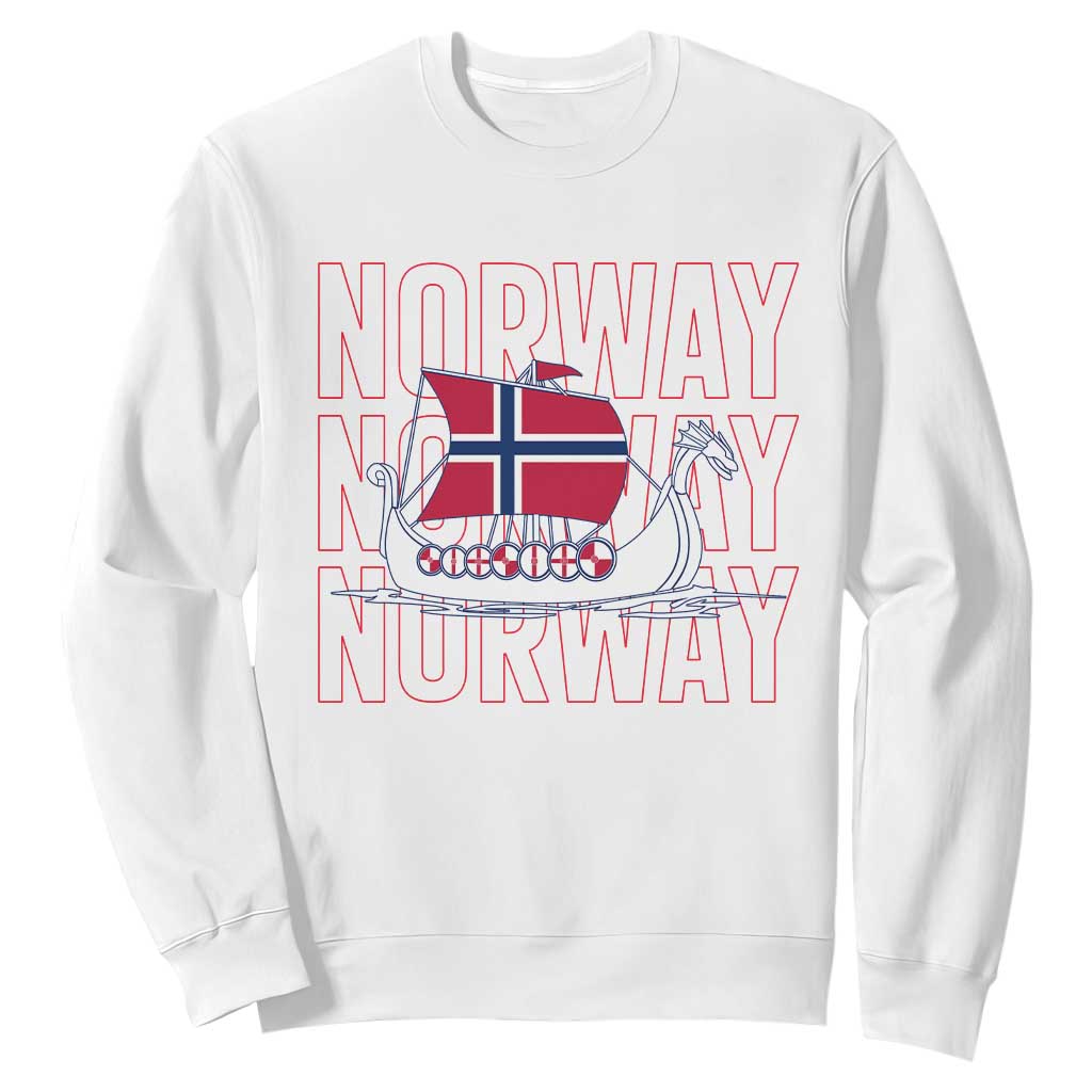 Norwegian Viking Ship Flag Boat Norway Heritage Sweatshirt TS14 White Print Your Wear