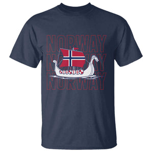 Norwegian Viking Ship Flag Boat Norway Heritage T Shirt TS14 Navy Print Your Wear