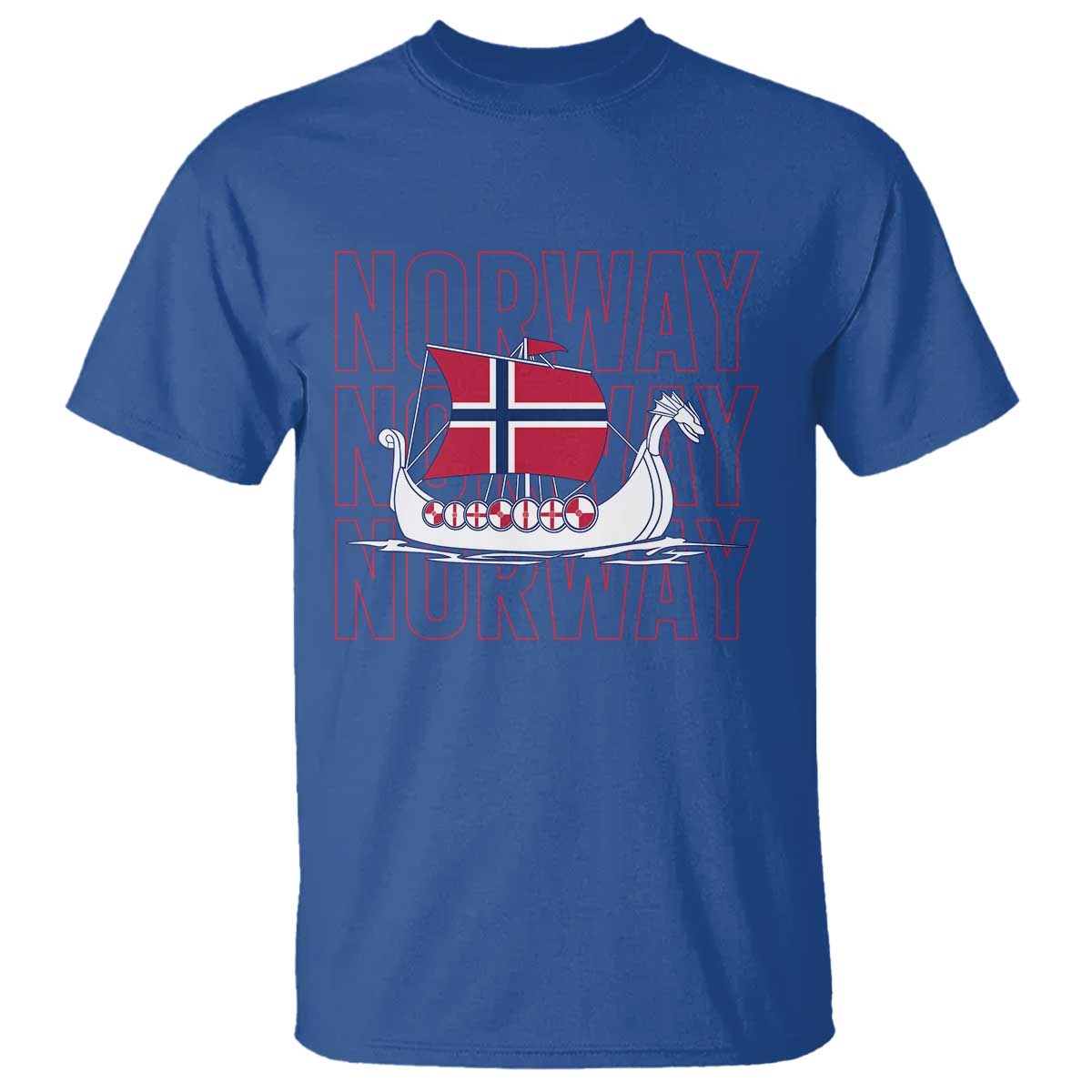 Norwegian Viking Ship Flag Boat Norway Heritage T Shirt TS14 Royal Blue Print Your Wear