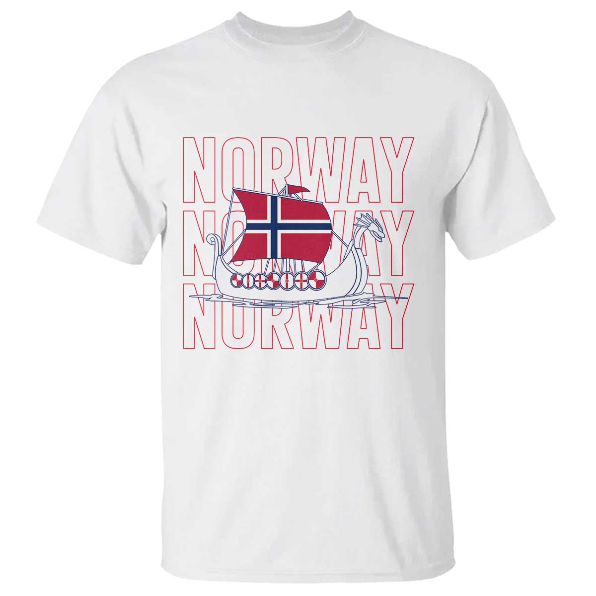 Norwegian Viking Ship Flag Boat Norway Heritage T Shirt TS14 White Print Your Wear