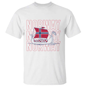 Norwegian Viking Ship Flag Boat Norway Heritage T Shirt TS14 White Print Your Wear