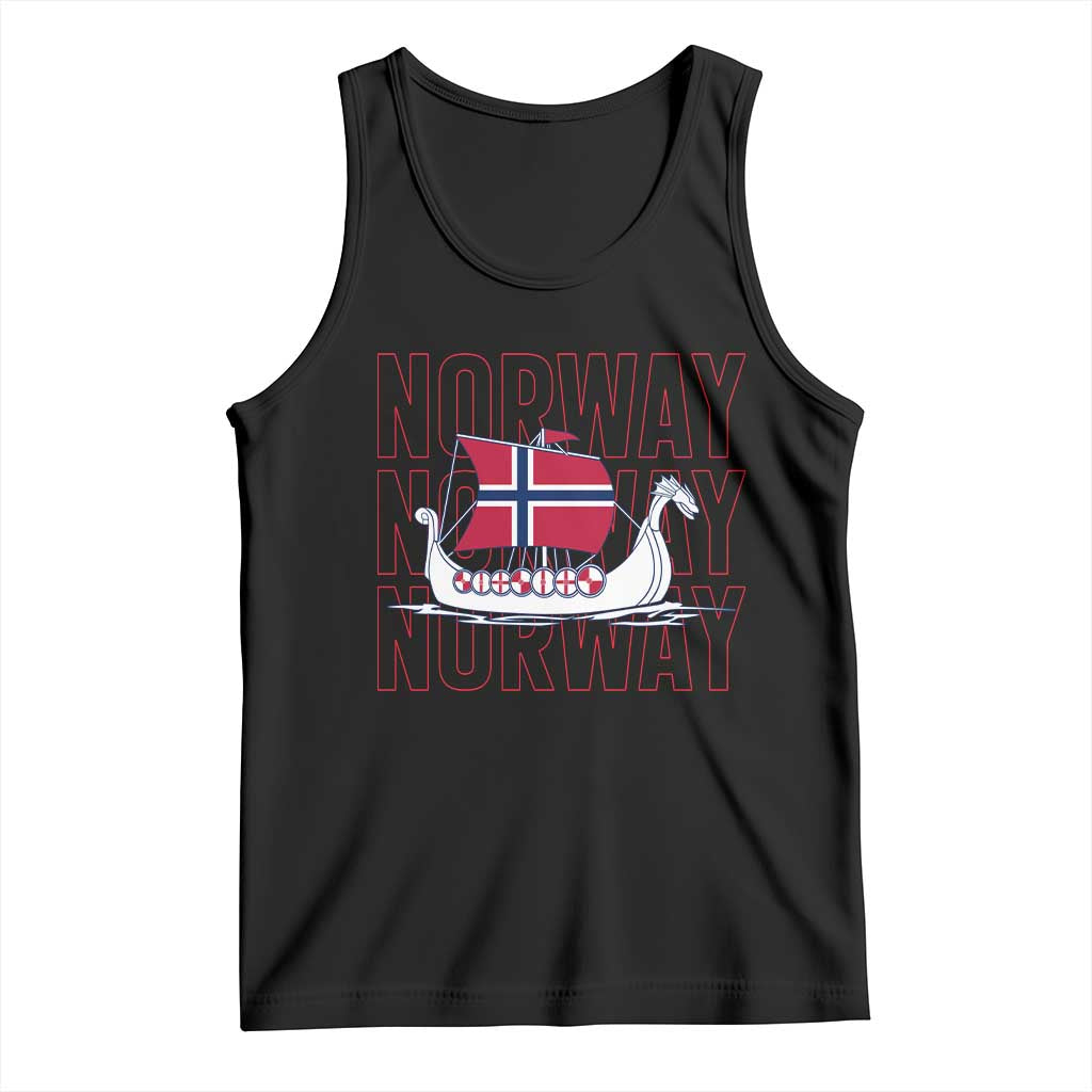 Norwegian Viking Ship Flag Boat Norway Heritage Tank Top TS14 Black Print Your Wear