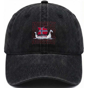 Norwegian Viking Ship Flag Boat Norway Heritage Washed Cotton Baseball Cap TS14 Print Your Wear