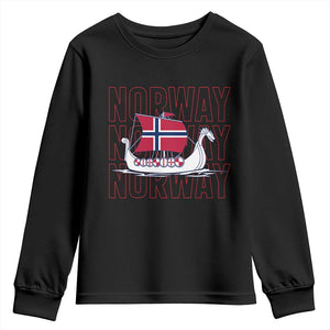 Norwegian Viking Ship Flag Boat Norway Heritage Youth Sweatshirt TS14 Black Print Your Wear