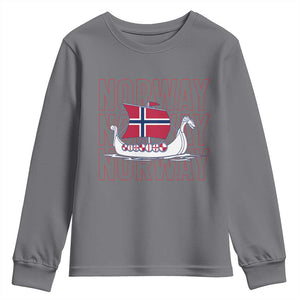 Norwegian Viking Ship Flag Boat Norway Heritage Youth Sweatshirt TS14 Charcoal Print Your Wear