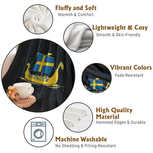 Swedish Viking Ship Sverige Sweden Flag Boat Viking Throw Blanket TS14 Print Your Wear