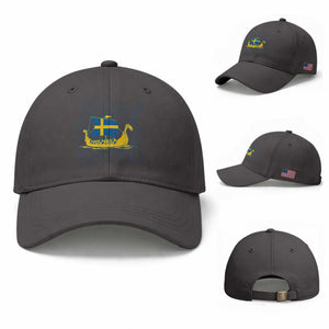 Swedish Viking Ship Sverige Sweden Flag Boat Viking Baseball Cap TS14 Baseball Cap Universal Fit Dark Gray Print Your Wear