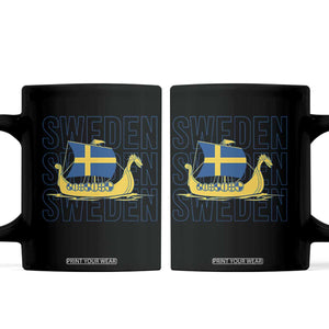 Swedish Viking Ship Sverige Sweden Flag Boat Viking Coffee Mug TS14 Black Print Your Wear