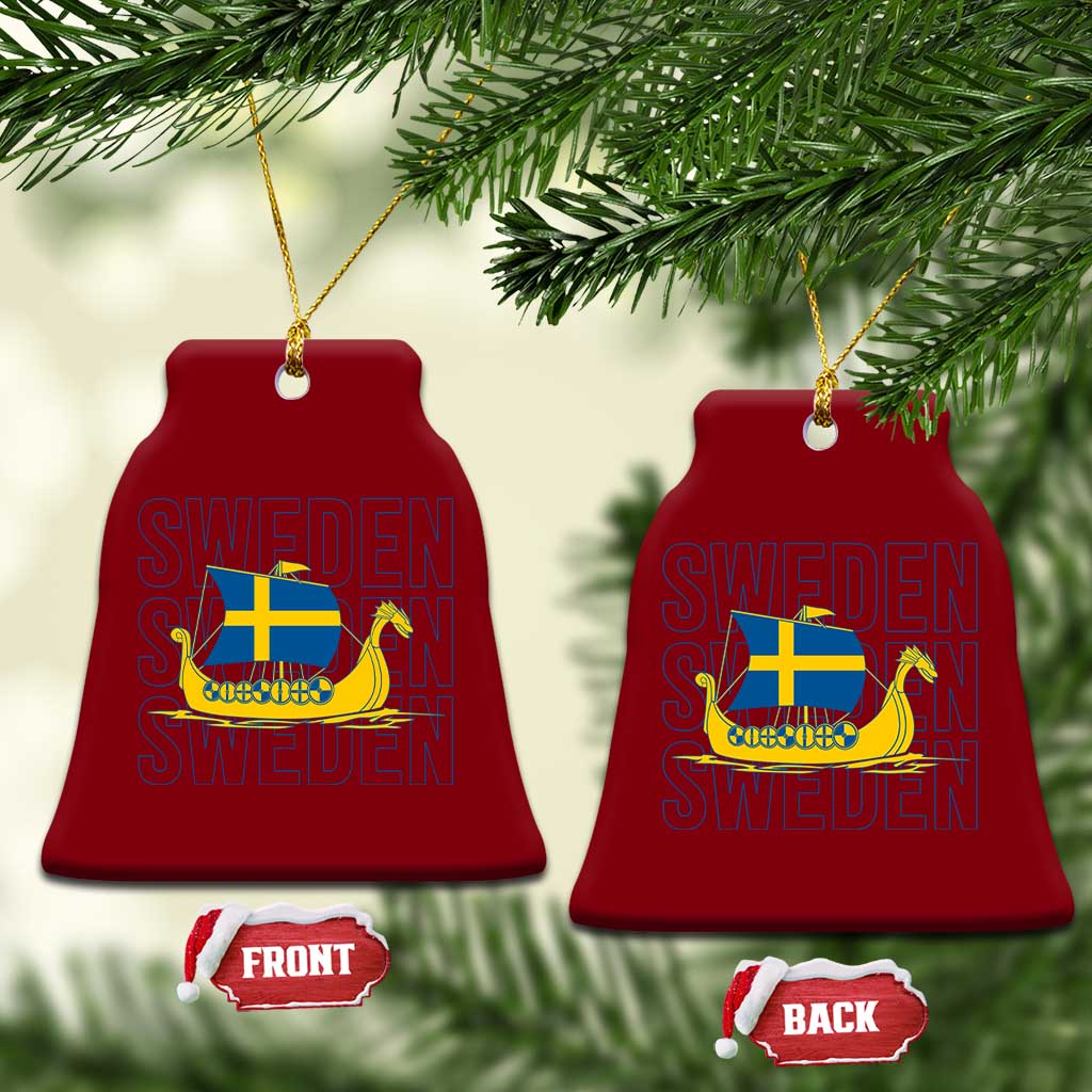 Swedish Viking Ship Sverige Sweden Flag Boat Viking Ceramic Ornament TS14 Print Your Wear