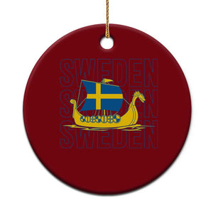 Swedish Viking Ship Sverige Sweden Flag Boat Viking Ceramic Ornament TS14 1pc Red Print Your Wear