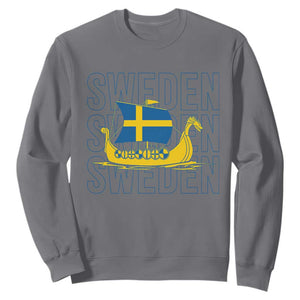 Swedish Viking Ship Sverige Sweden Flag Boat Viking Sweatshirt TS14 Charcoal Print Your Wear