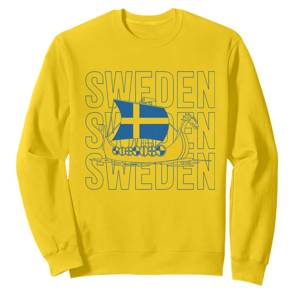 Swedish Viking Ship Sverige Sweden Flag Boat Viking Sweatshirt TS14 Daisy Print Your Wear