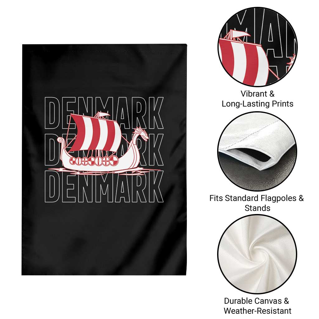 Denmark Flag Viking Ship Danes Danish Roots Dansk Denmark Garden Flag TS14 Print Your Wear