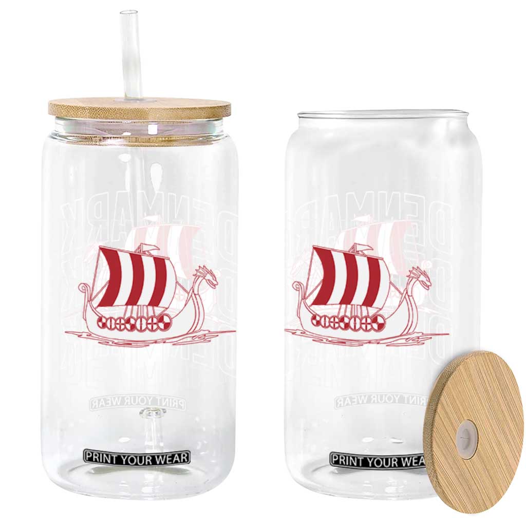 Denmark Flag Viking Ship Danes Danish Roots Dansk Denmark Glass Can TS14 Print Your Wear