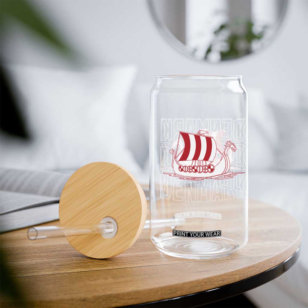 Denmark Flag Viking Ship Danes Danish Roots Dansk Denmark Glass Can TS14 Print Your Wear