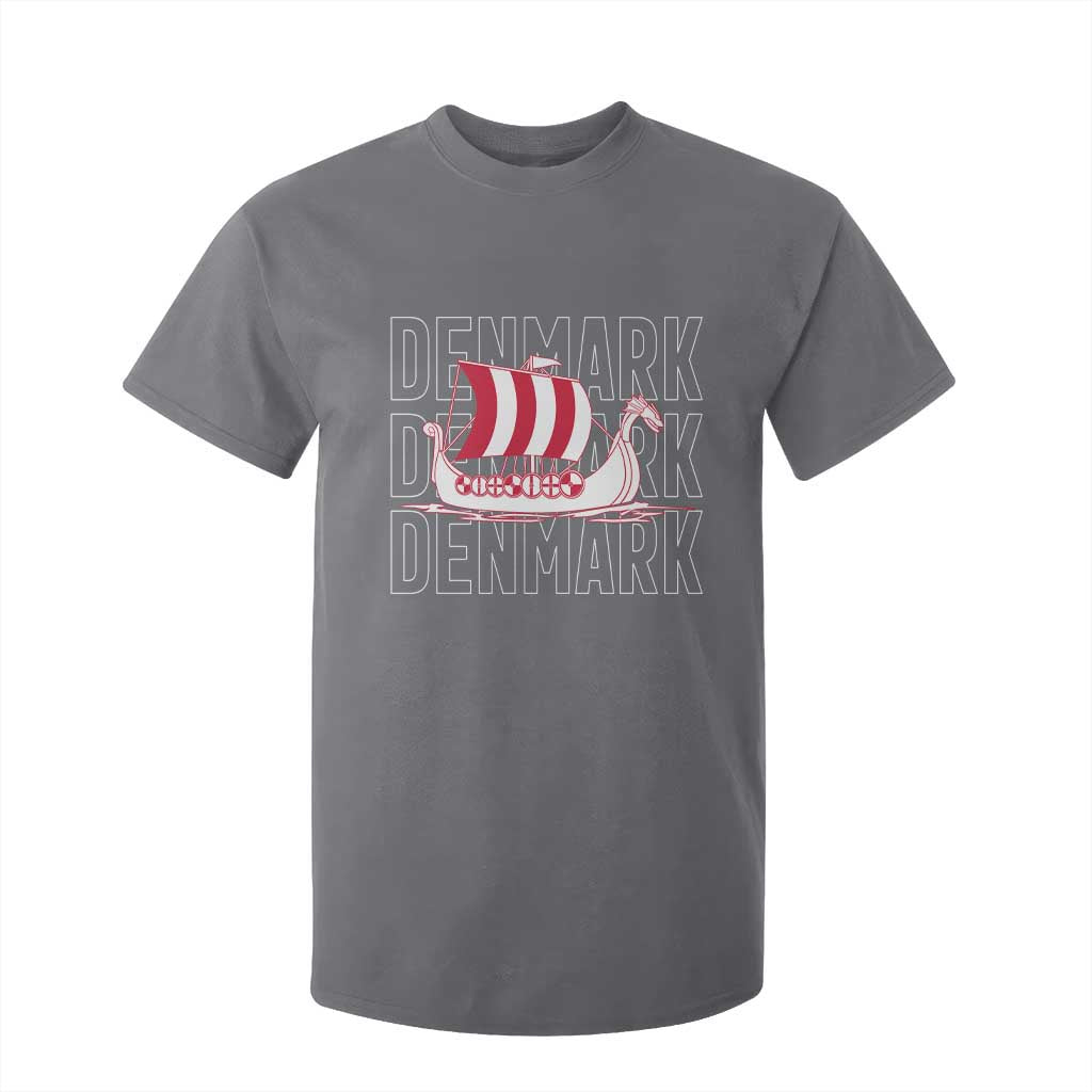 Denmark Flag Viking Ship Danes Danish Roots Dansk Denmark T Shirt For Kid TS14 Charcoal Print Your Wear