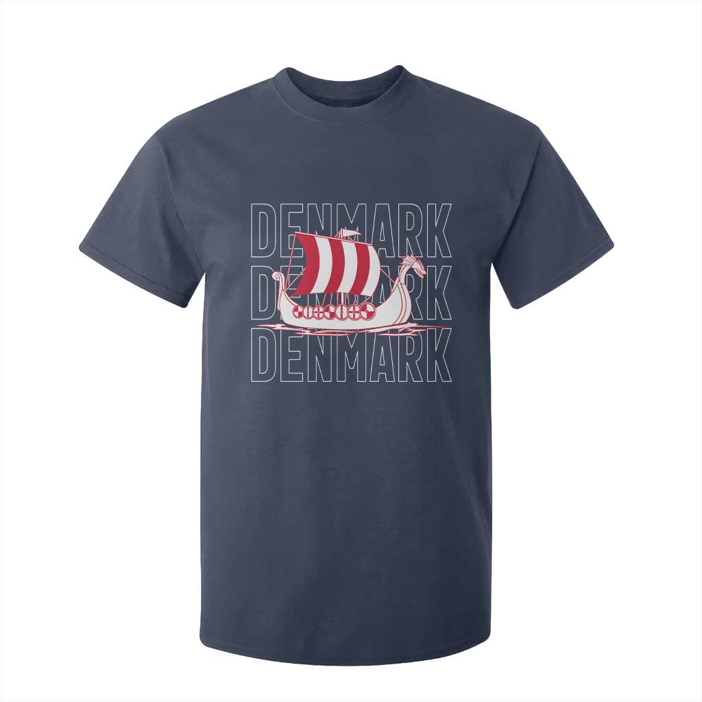 Denmark Flag Viking Ship Danes Danish Roots Dansk Denmark T Shirt For Kid TS14 Navy Print Your Wear