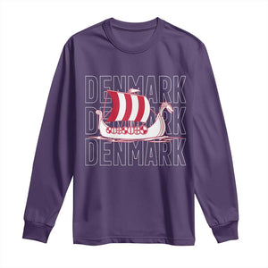 Denmark Flag Viking Ship Danes Danish Roots Dansk Denmark Long Sleeve Shirt TS14 Purple Print Your Wear