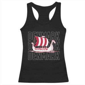 Denmark Flag Viking Ship Danes Danish Roots Dansk Denmark Racerback Tank Top TS14 Black Print Your Wear