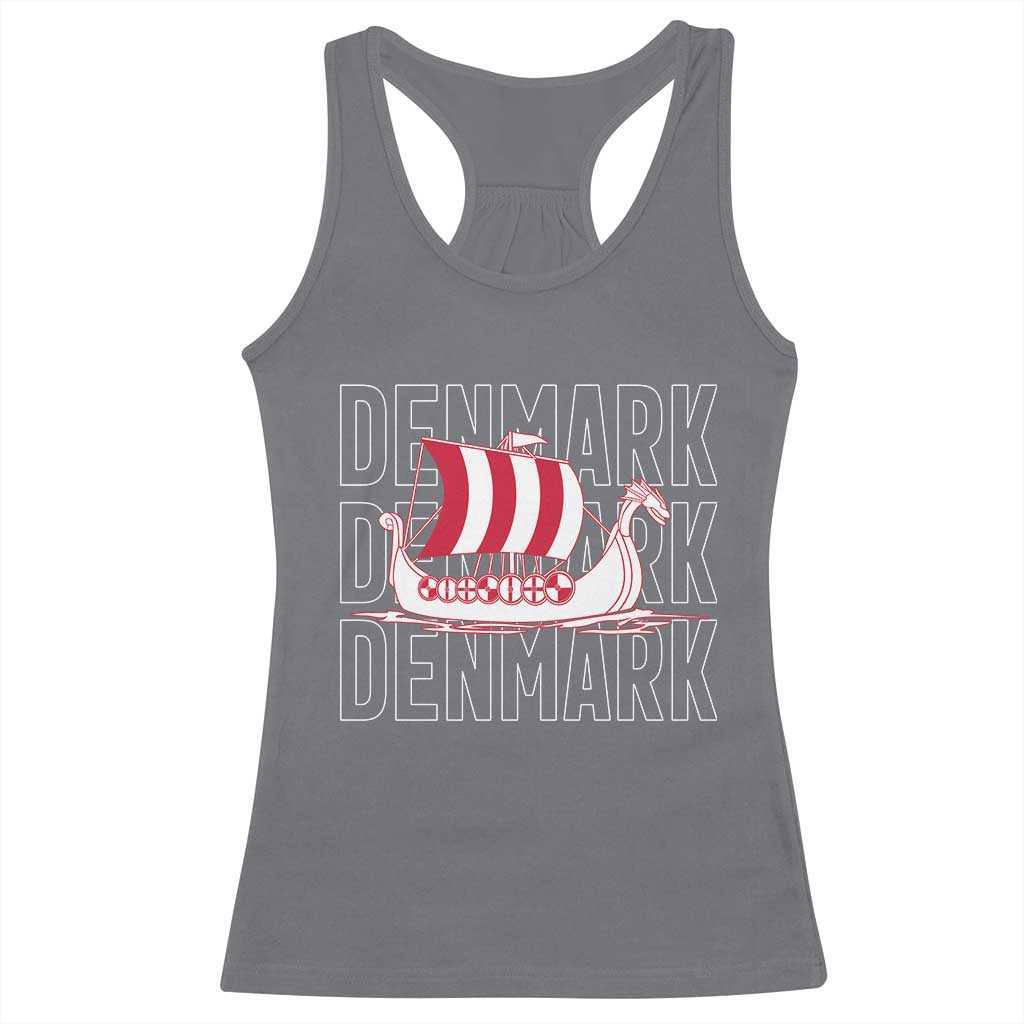Denmark Flag Viking Ship Danes Danish Roots Dansk Denmark Racerback Tank Top TS14 Charcoal Print Your Wear
