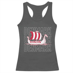 Denmark Flag Viking Ship Danes Danish Roots Dansk Denmark Racerback Tank Top TS14 Dark Heather Print Your Wear